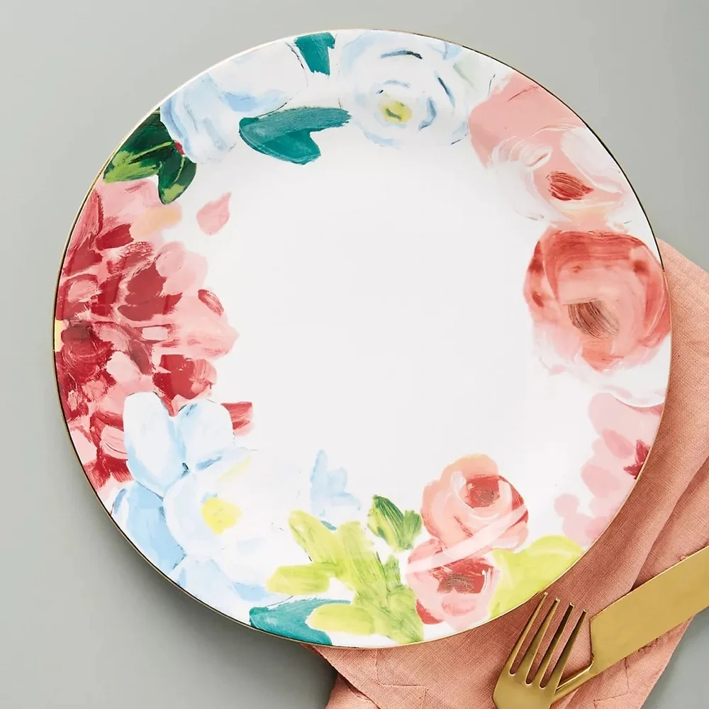 Vintage Anthropologie 2 PIECE Anais Bowl + Dinner Plate set
